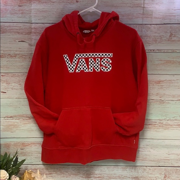 Vans Tops - Vans Red Hoodie with checkered pattern  // Medium